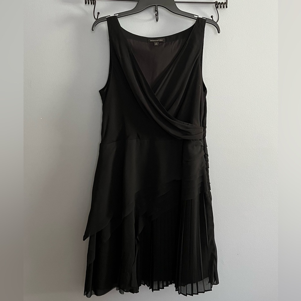 Banana Republic party dress size 12 black silk